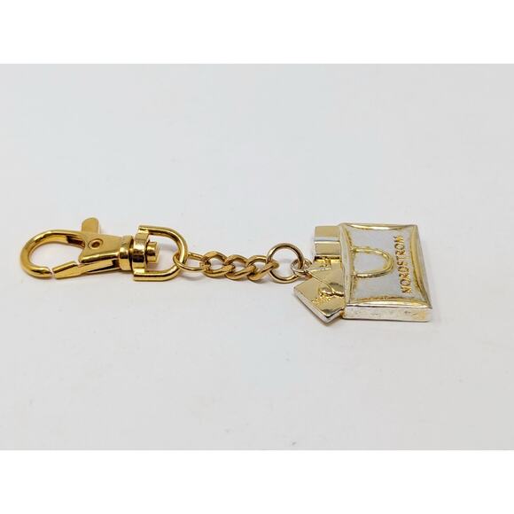 Nordstrom Key Ring Chain Fob Gold Silver Tone Shopping Bag - Picture 3 of 6